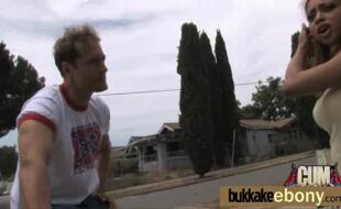 Bukkake ebony babe group fucking 1