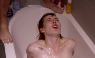 Massive CUM AND PISS Bukkake for Skinny Slut Pixie Pink - Drenched in Cum And Washed in Piss