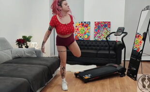 TREADMILL CHUBBY GIRL EXERSICES SHORT TIGHTS BIG ASS