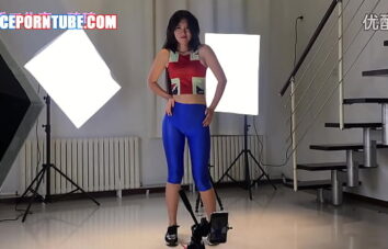 chinese girl in tight spandex dancing