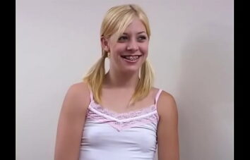 LEAH LUV Cute Blonde with Brace Huge Cock Deepthroat Facefuck Throat Fuck and Facial POV Blowjob